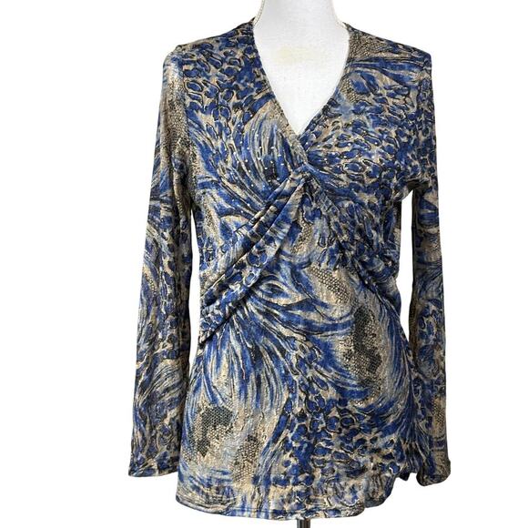 Reba sheer blue top, glamorous, bohemian, metallic, abstract, artsy, western - Picture 1 of 6